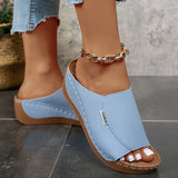 Isabelle | Komfortable Keil-Mule – Himmelblau