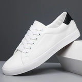 Rex | Herren Leder-Sneaker Low-Top Cupsole Casual – Weiß Kontrast