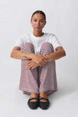 Yzella – Gestreifte Baumwollhose – Rot