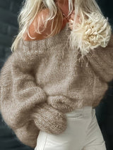 Dariya – Kurzer Und Weicher Strick Pullover – Khaki