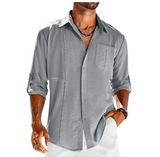 Donato - Langärmeliges Freizeithemd Top – Grau
