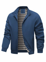Charith - Lässige Langarm Jacke Mit Reißverschluss – Blau