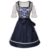 Damen Blumenmuster Dirndlkleid | Mini – Marineblau