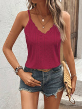 Damen Spaghettiträger V-Ausschnitt Sommershirt – Leicht & Stylisch – Burgundisch