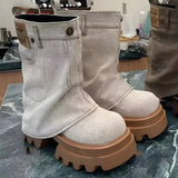 Elida | Stylische Cowboy-inspirierte Chelsea Boots mit mittlerer Schafthöhe – Beige