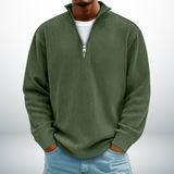 Snovia™ – Hochwertiger Herrenpullover mit Halbreißverschluss – Armeegrün