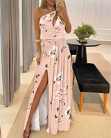Calindra – Sexy Maxikleid mit einer Schulter – Rosa