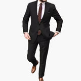Herren Anzug zweiteilig mit Reverskragen und Slim Fit Hose – Schwarz
