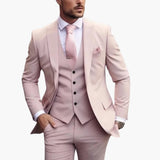 Dreiteiliger Herrenanzug mit maßgeschneidertem Blazer mit langen Ärmeln – Rosa
