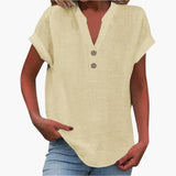 Damen Bluse mit V-Ausschnitt und kurzen Ärmeln – Khaki