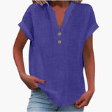Damen Bluse mit V-Ausschnitt und kurzen Ärmeln für Frühling – Lila