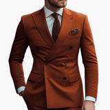 Herren Anzug zweiteilig mit Doppelreiher und Slim Fit Hose – Braun