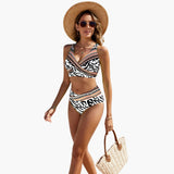 Eleganter Crossover-Bikini - Damen Zweiteiler für den Sommer – Zebra-Stammesmuster