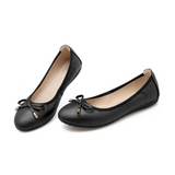 Melyssa - flache Damenschuhe mit Schleife – Schwarz