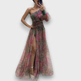 Aurielle – Maxikleid mit floraler – Rot