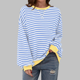 Amelia - Weicher Strickpullover mit Streifen – Hellblau