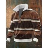 Ibrahima – Fleece Rollkragen Pullover Mit Reißverschluss – Braun-Grau