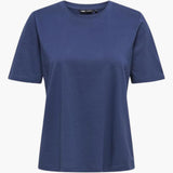 Damen T-Shirt mit Rundhals und kurzen Ärmeln aus Leichtstoff – Marineblau