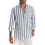 Roldan - Herren-Sommerhemd mit Streifenmuster – Hellblau