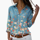 Sommer Top für Damen mit Blumenprint - Lässig & Modern – Himmelblau