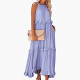 Maxikleid Stufen - Rüschenkleid für Damen, elegant & luftig – Lila