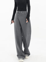 Nela – Hoch Taillierte Hose Mit Asymmetrischem Schnitt – Grau