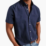 Herren Kurzarmhemd mit Brusttasche für Frühling und Sommer – Marineblau