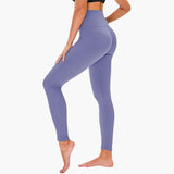 Damen Leggings mit Leopardenmuster und hohem Bund – Blau Lila