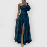 Chloe | Gestreiftes Maxikleid – Marineblau