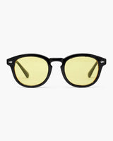 Jayden | Schwarzer Rahmen Runde Sonnenbrille für Männer – Gelb