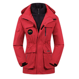 Damen Skijacke mit Kapuze | Sportliche Outdoor Winterjacke – Rot