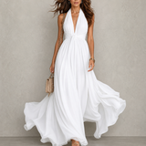 Olyra - Soft-Touch Maxi-Abendkleid – Weiß