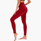 Damen Leggings mit Leopardenmuster und hohem Bund aus Stretchmaterial – Rot