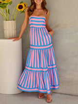 Alexandra - Elegantes Sexy Gestreiftes Kleid – Lila