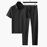 Herren Sommer-Zweiteiler mit Kurzarmhemd und Slim-Fit-Hose – Schwarz