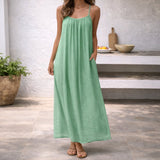 Tamara | Spaghettiträger Maxi Sommerkleid – Mint