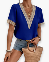 Damen Elegantes V-Ausschnitt Oberteil | Zeitlos – Blau