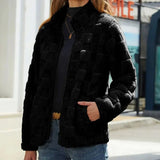 Valentine - Karierte Winterjacke für Damen – Schwarz