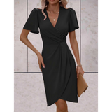 Laura – Sommerchic Drapierter Kleid – Schwarz