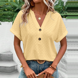 Danielle - Lässige Sommerbluse mit Knöpfen – Gelb