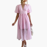 Elegantes Midikleid für Damen - Sommerliches Chic-Kleid – Babyrosa