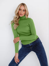 Klassischer Rollkragenpullover für Damen | Lässig – Grün