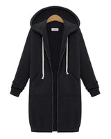 Lang – kapuzenpullover mit reibverschluss – Schwarz