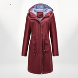 Wasserdichter Trenchcoat Damen Mit Kapuze | Lang Leicht – Rot