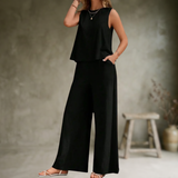 Alizeh - Elegantes ärmelloses Zweiteiliges Set – Schwarz