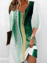 Wanda - Lässiges Kleid mit V-Ausschnitt und Print – Farbe 4