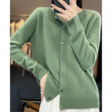 Zuivere - Damen-Strickjacke mit O-Ausschnitt aus Merinowolle – Hellgrün