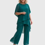 Linda | Anzug mit drapierten Palazzo-Hosen – Türkis