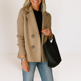Martine™ | Elegante Jacke mit Strickärmeln – Khaki