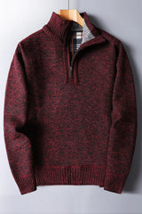 Bequemer herren-strickpullover mit reißverschluss – Rot